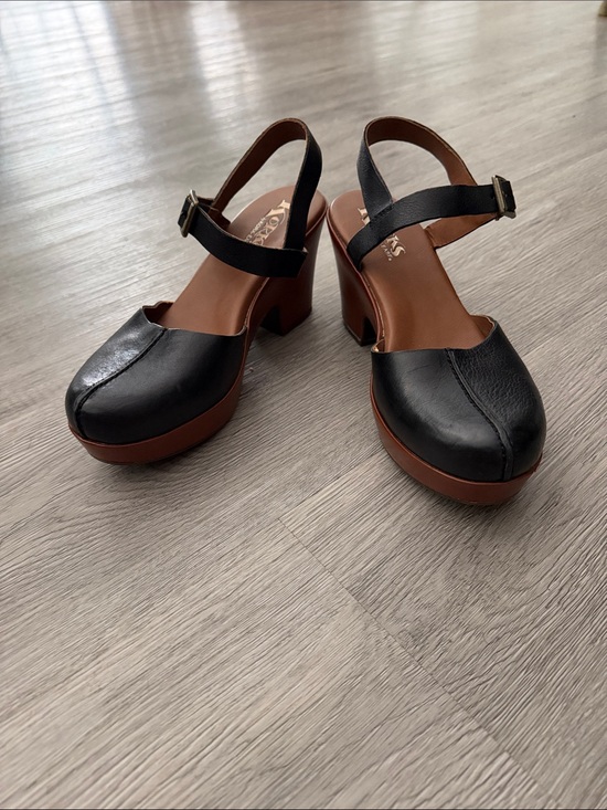 Kork-Ease Shoes - Korks by Korks Ease Black Leather Platform Slingback Heels Sz 8 EUC